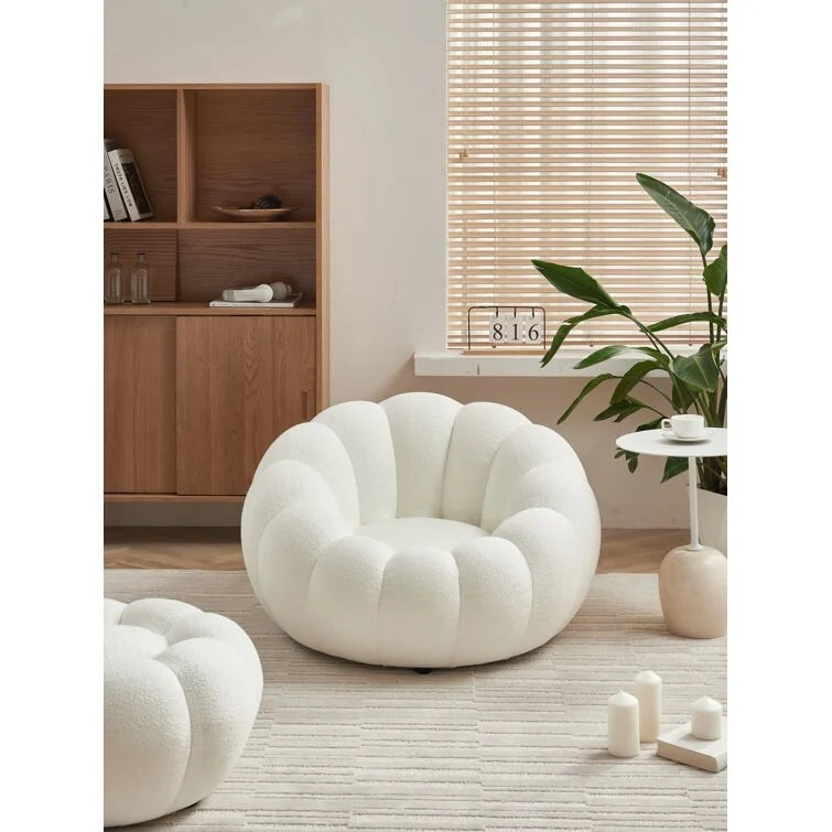 Set poltrona e pouf imbottiti in tessuto 3D per soggiorno