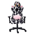 Sedia da gaming regolabile con stampa mucca, ergonomica, stile racing, per ufficio e casa