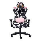 Sedia da gaming regolabile con stampa mucca, ergonomica, stile racing, per ufficio e casa