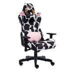 Sedia da gaming regolabile con stampa mucca, ergonomica, stile racing, per ufficio e casa