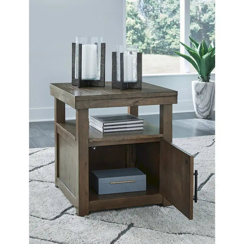 Tavolino marrone 24Lx26Px26,63A Tavolino laterale in legno per soggiorno camera da letto