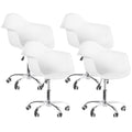 Sedia da ufficio direzionale girevole regolabile in stile Mid-Century Modern con scocca in plastica stampata e ruote