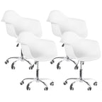 Sedia da ufficio direzionale girevole regolabile in stile Mid-Century Modern con scocca in plastica stampata e ruote