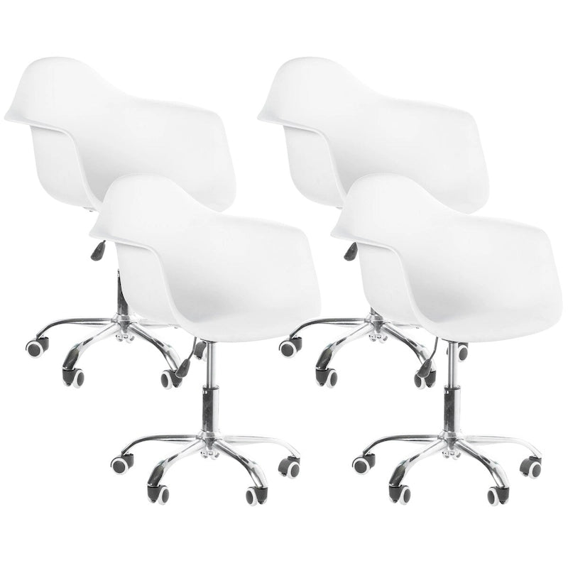 Sedia da ufficio direzionale girevole regolabile in stile Mid-Century Modern con scocca in plastica stampata e ruote