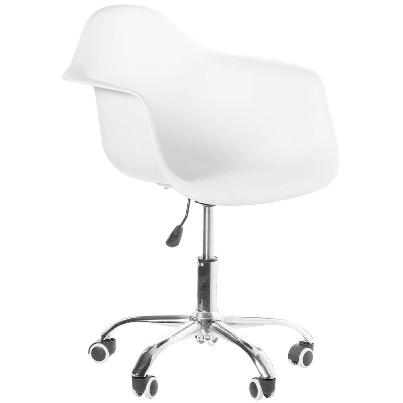 Sedia da ufficio direzionale girevole regolabile in stile Mid-Century Modern con scocca in plastica stampata e ruote