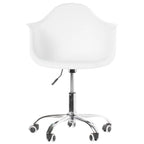 Sedia da ufficio direzionale girevole regolabile in stile Mid-Century Modern con scocca in plastica stampata e ruote