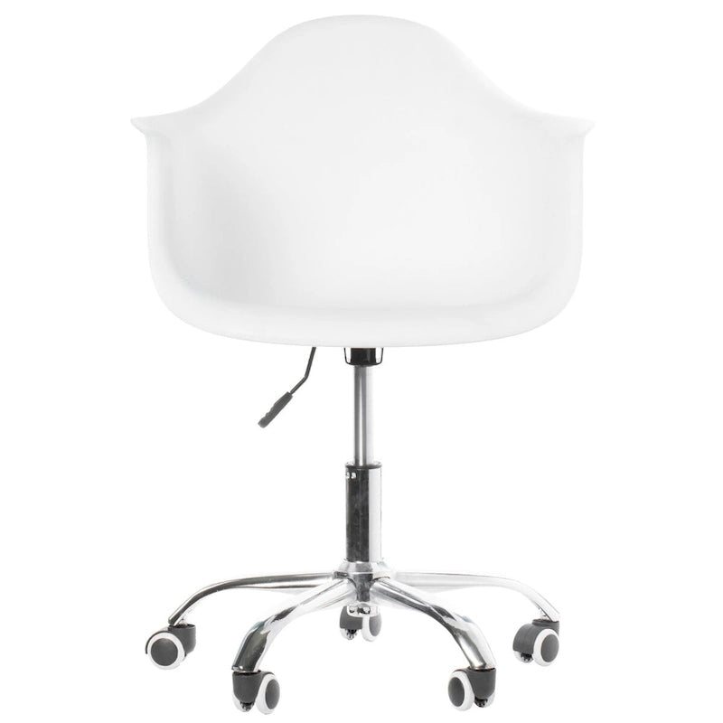 Sedia da ufficio direzionale girevole regolabile in stile Mid-Century Modern con scocca in plastica stampata e ruote