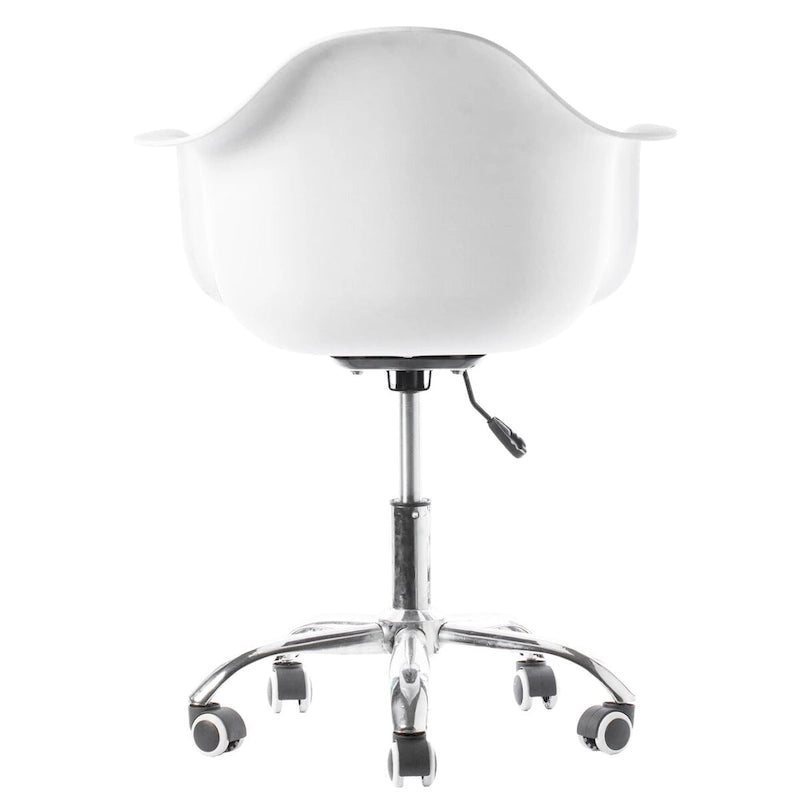 Sedia da ufficio direzionale girevole regolabile in stile Mid-Century Modern con scocca in plastica stampata e ruote