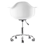 Sedia da ufficio direzionale girevole regolabile in stile Mid-Century Modern con scocca in plastica stampata e ruote