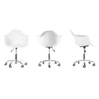 Sedia da ufficio direzionale girevole regolabile in stile Mid-Century Modern con scocca in plastica stampata e ruote