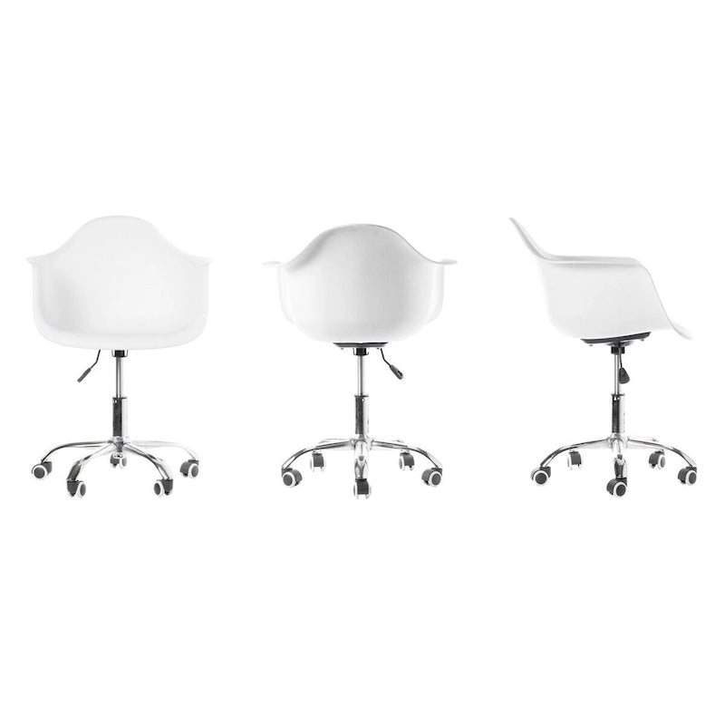 Sedia da ufficio direzionale girevole regolabile in stile Mid-Century Modern con scocca in plastica stampata e ruote