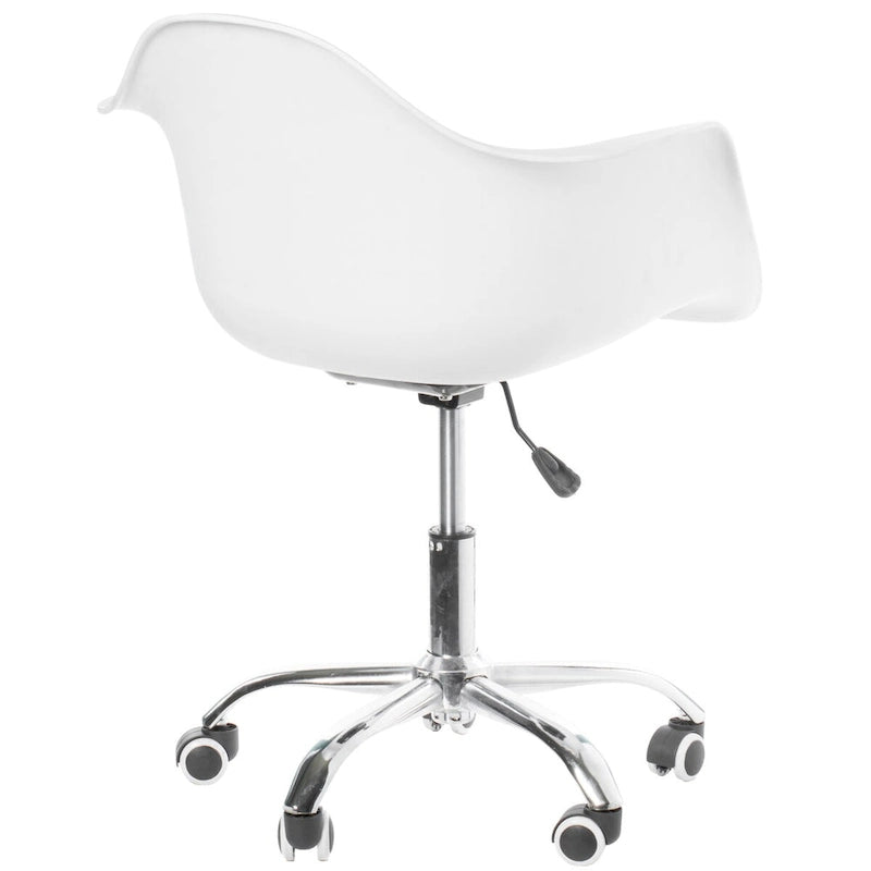 Sedia da ufficio direzionale girevole regolabile in stile Mid-Century Modern con scocca in plastica stampata e ruote