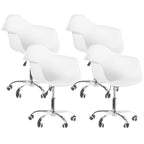 Sedia da ufficio direzionale girevole regolabile in stile Mid-Century Modern con scocca in plastica stampata e ruote