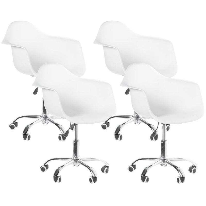 Sedia da ufficio direzionale girevole regolabile in stile Mid-Century Modern con scocca in plastica stampata e ruote