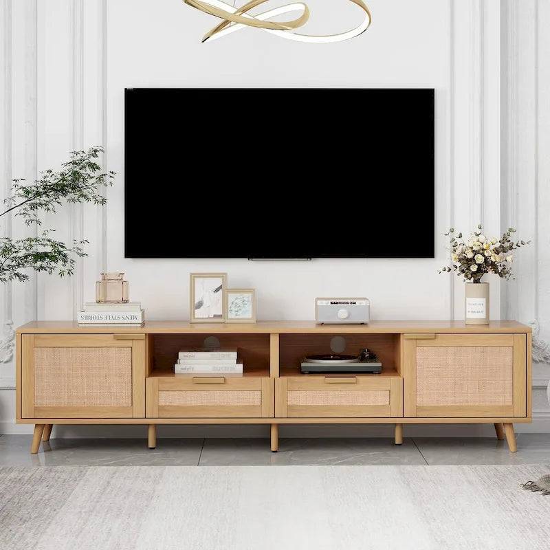 Mobile TV in rattan per TV fino a 85 pollici
